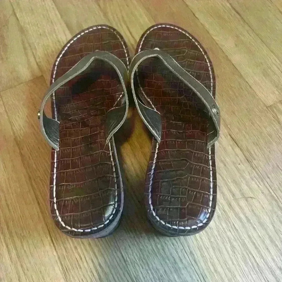 Sam Edelman Romy Cork Wedge Platform Thong Sandals Gold Metallic Size 7.5. Y2K - Picture 2 of 4